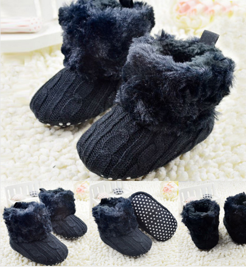 Knit fleece girl child wool snow Crib Shoes
