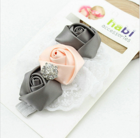 Fashion Elastic Headbands Rose Flower Crystal